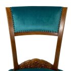 Single solid wood chair- turquoise velvet carved-