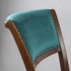 Single solid wood chair- turquoise velvet carved-
