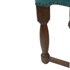 Single solid wood chair- turquoise velvet carved-