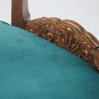 Single solid wood chair- turquoise velvet carved-