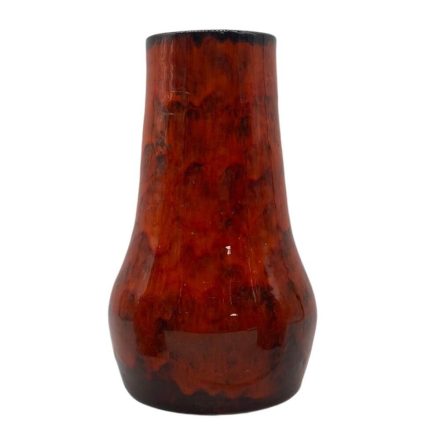 Fire red glossy glazed art vase from 70's