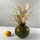 Mid-century "sangha" olive green glazed ceramic vase