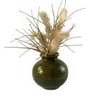 Mid-century "sangha" olive green glazed ceramic vase