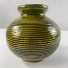 Mid-century "sangha" olive green glazed ceramic vase