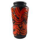 Brutalist black and orange abstract vase
