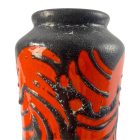 Brutalist black and orange abstract vase