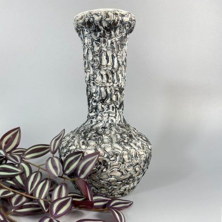 Black and white vintage vase by artist Károly Király