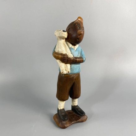 Tintin and Milou - antique wooden toy figure -