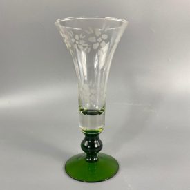 Elegant poison green acid-etched vase from 1940
