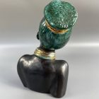 Mid-century African-American female head with turquoise hair by Margit Izsépy 