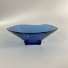 Deep blue decorative glass bowl from the 80s