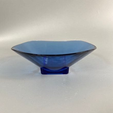 Deep blue decorative glass bowl from the 80s