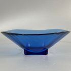 Deep blue decorative glass bowl from the 80s