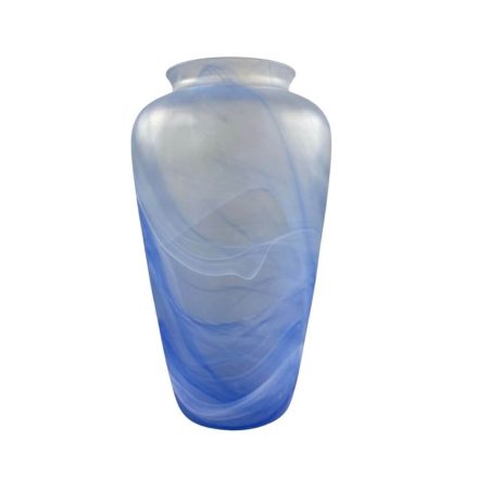 Kék öblös nagyméretű fátyolüveg cseh váza