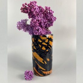 Extravagant abstract glazed ceramic vase