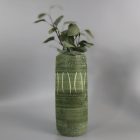 Mid-century scratched olive green large vase by Heinz Siery 