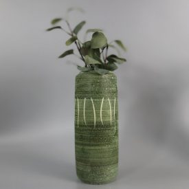 Mid-century scratched olive green large vase by Heinz Siery 