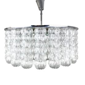 Large Italian space age glass ceiling chandelier