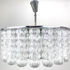 Large Italian space age glass ceiling chandelier