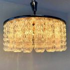 Large Italian space age glass ceiling chandelier
