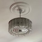 Large Italian space age glass ceiling chandelier