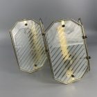 Spanish vintage glass and copper wall lamp pair