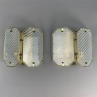 Spanish vintage glass and copper wall lamp pair