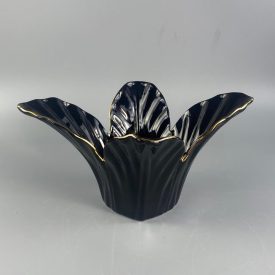 Spanish vintage banana leaf porcelain vase, bowl from 1970