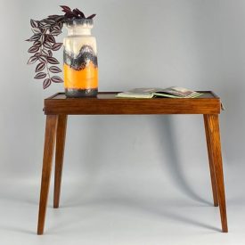 Renovated mid-century solid wood smoking table