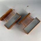 Mid-century copper-milk glass extravagant wall lamp pair