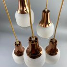 Mid-century vörösréz és üveg mennyezeti csillár