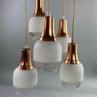 Mid-century vörösréz és üveg mennyezeti csillár