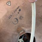 Mid-century vörösréz és üveg mennyezeti csillár