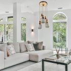 Mid-century vörösréz és üveg mennyezeti csillár