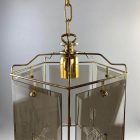 Honsel pentagonal mid-century chandelier with a special wood motif