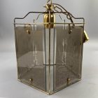 Honsel pentagonal mid-century chandelier with a special wood motif