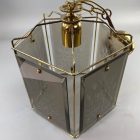 Honsel pentagonal mid-century chandelier with a special wood motif