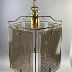 Honsel pentagonal mid-century chandelier with a special wood motif