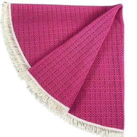 Retro pink plastic round tablecloth