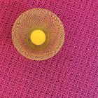 Retro pink plastic round tablecloth
