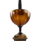 Pair of Leviton large American Empire style copper and glass table lamps