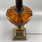 Pair of Leviton large American Empire style copper and glass table lamps