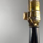 Pair of Leviton large American Empire style copper and glass table lamps