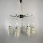 Ritka nagyméretű Szarvasi retro,mid üveg-fém mennyezeti csillár - 8 karos -