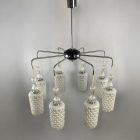 Ritka nagyméretű Szarvasi retro,mid üveg-fém mennyezeti csillár - 8 karos -