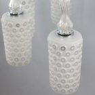 Ritka nagyméretű Szarvasi retro,mid üveg-fém mennyezeti csillár - 8 karos -