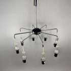 Ritka nagyméretű Szarvasi retro,mid üveg-fém mennyezeti csillár - 8 karos -