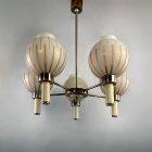 "Csíkos gömb" retro üveg-fém mennyezeti lámpa 