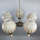 "Csíkos gömb" retro üveg-fém mennyezeti lámpa 