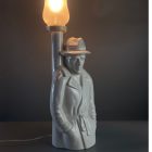 Delfts wit Dutch vintage "detective" porcelain table lamp